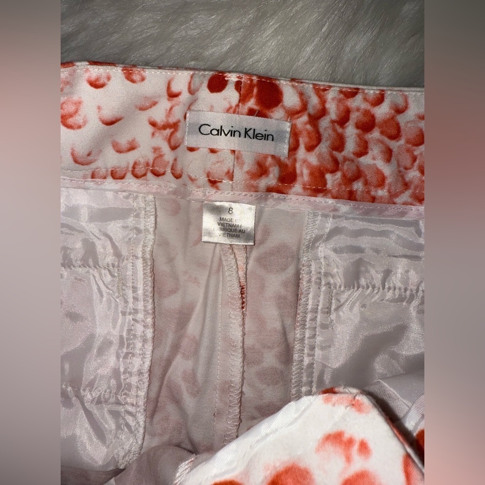 Calvin Klein Red/White Snake Print Women's Shorts - Picture 3 of 4